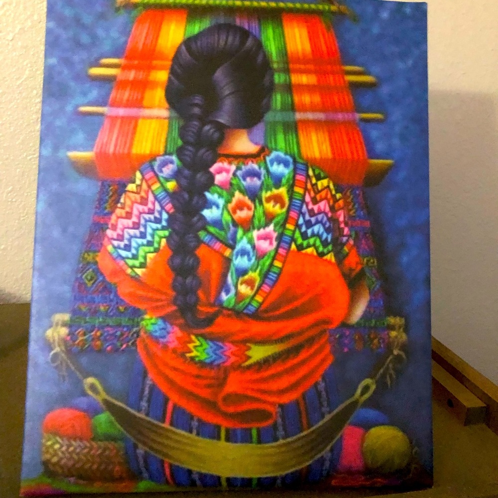 Print on Canvas, Mayan woman working on hand loom